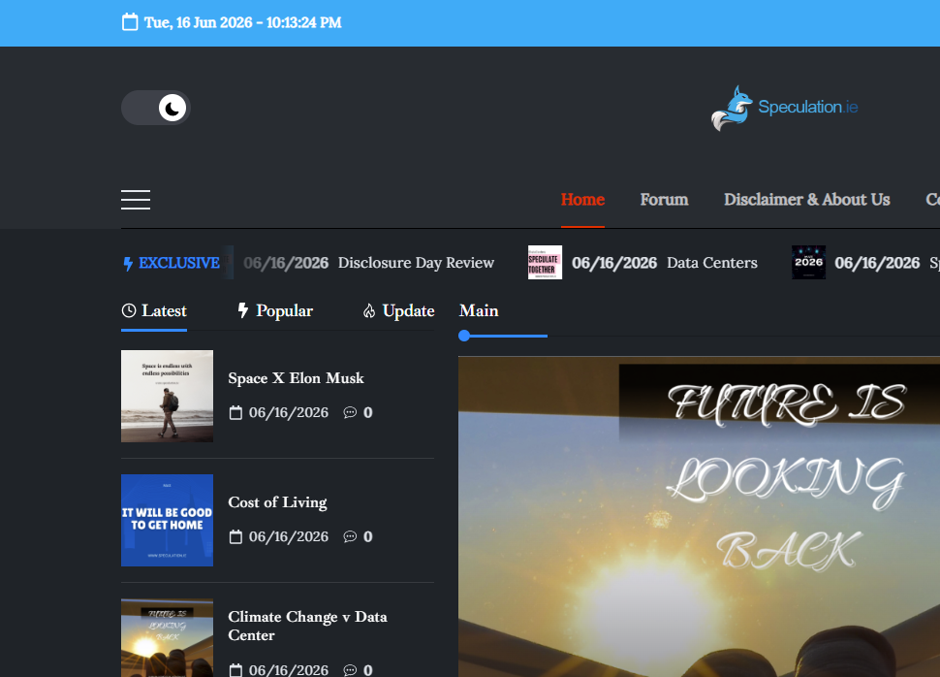 Screenshot of the Dark Mode to Light Mode toggle on our website, upper left hand of the screen