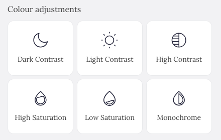 Colour Adjustments Screenshot example when using AccessiYes