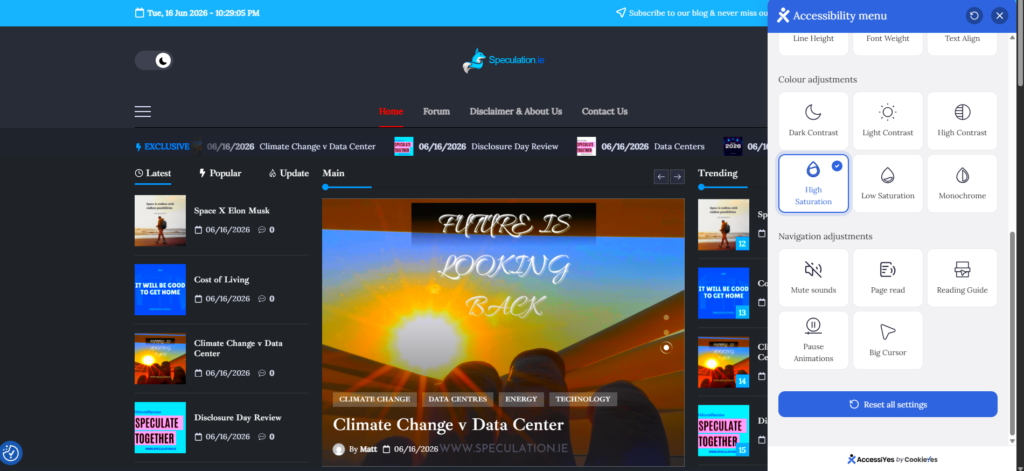 High Saturation Screenshot example when using AccessiYes