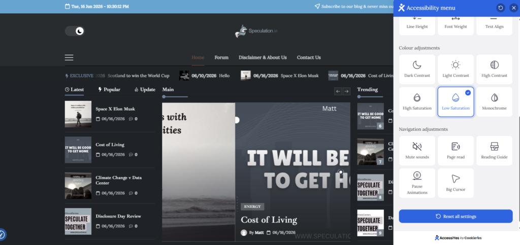 Low Saturation Screenshot example when using AccessiYes